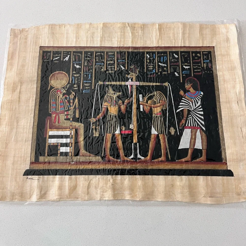Authentic Hand Painted Ancient Egyptian Papyrus Final‎ Judgement 12.75” X 17.25”
